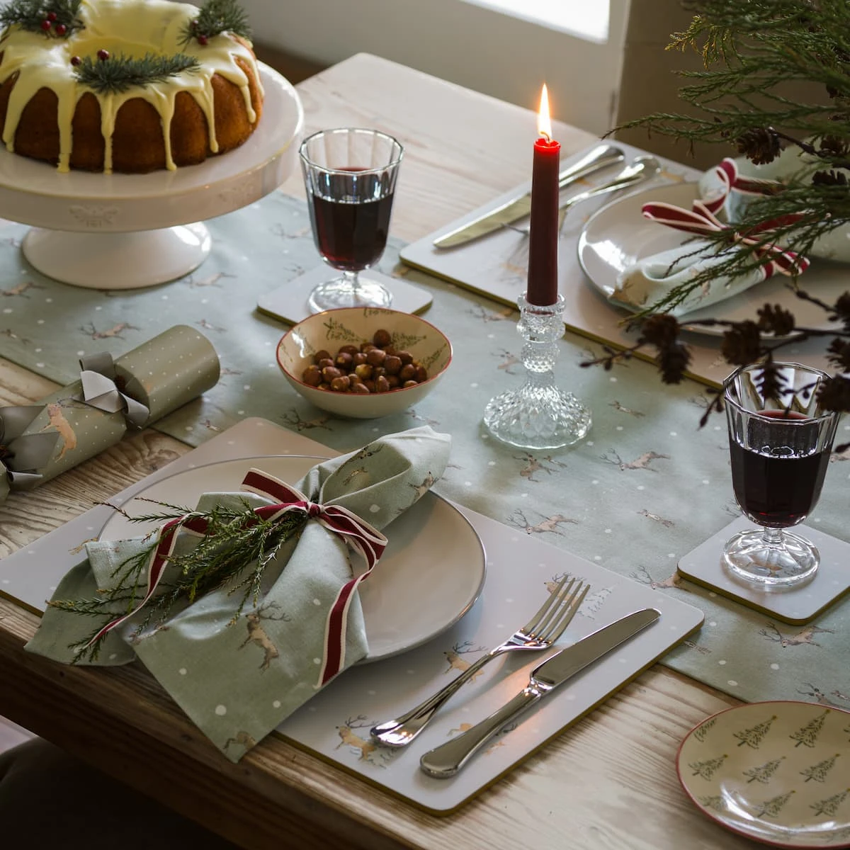 Christmas Stags Napkins (Set Of 4)