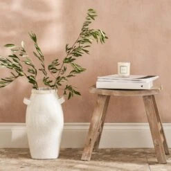 White Tall Terracotta Vase