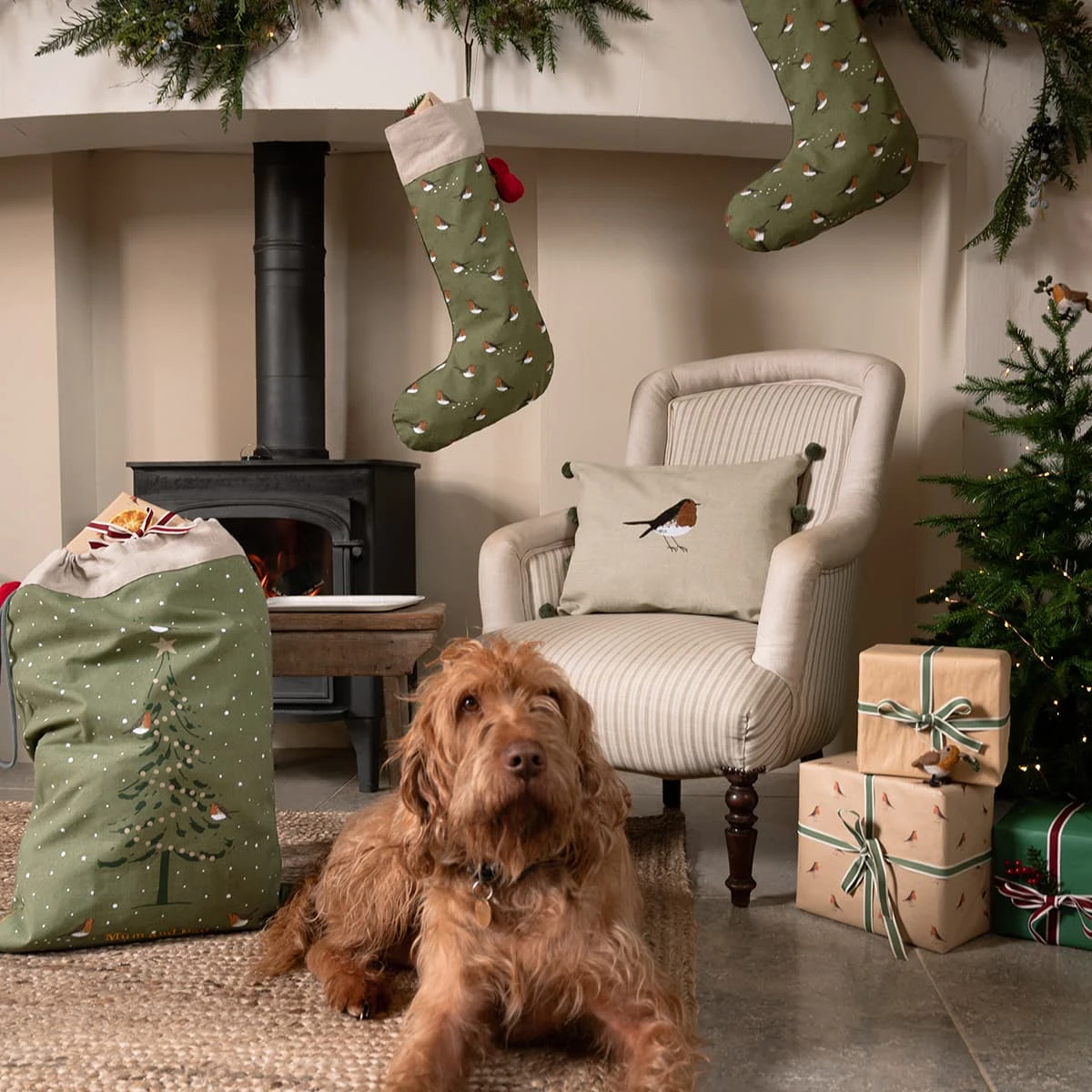 Robin Linen Blend Embroidered Cushion - Image 5