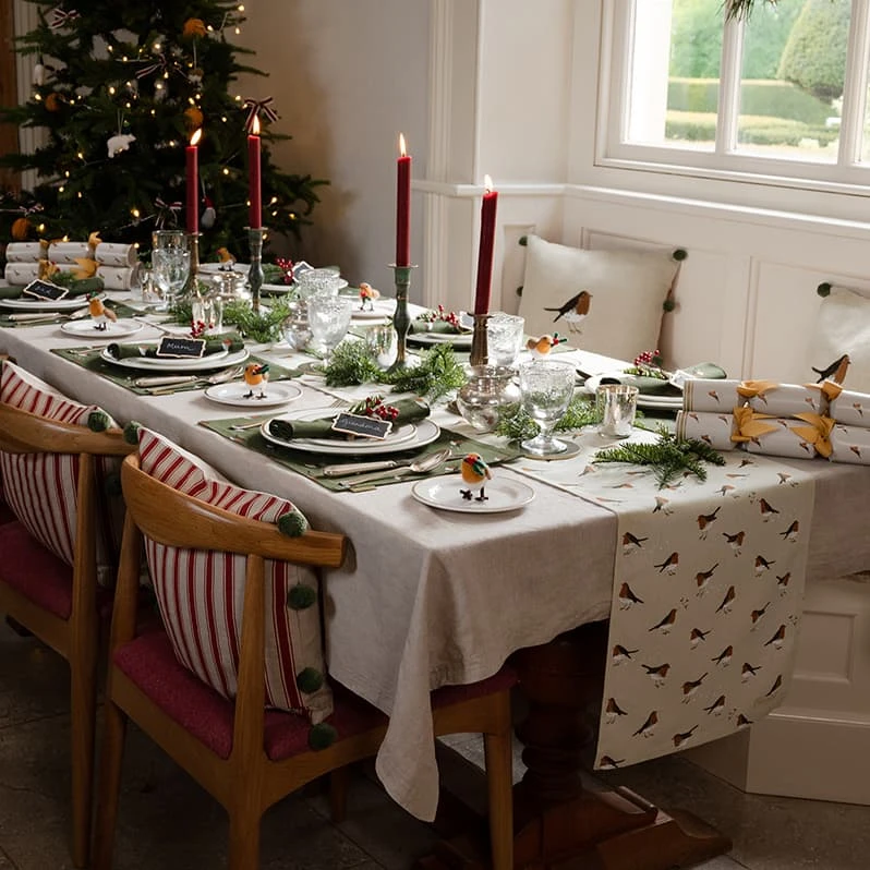 Robin Linen Blend Embroidered Cushion - Image 9