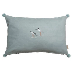 Coastal Birds Embroidered Cushion