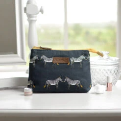 Zebra Canvas Makeup Bag
