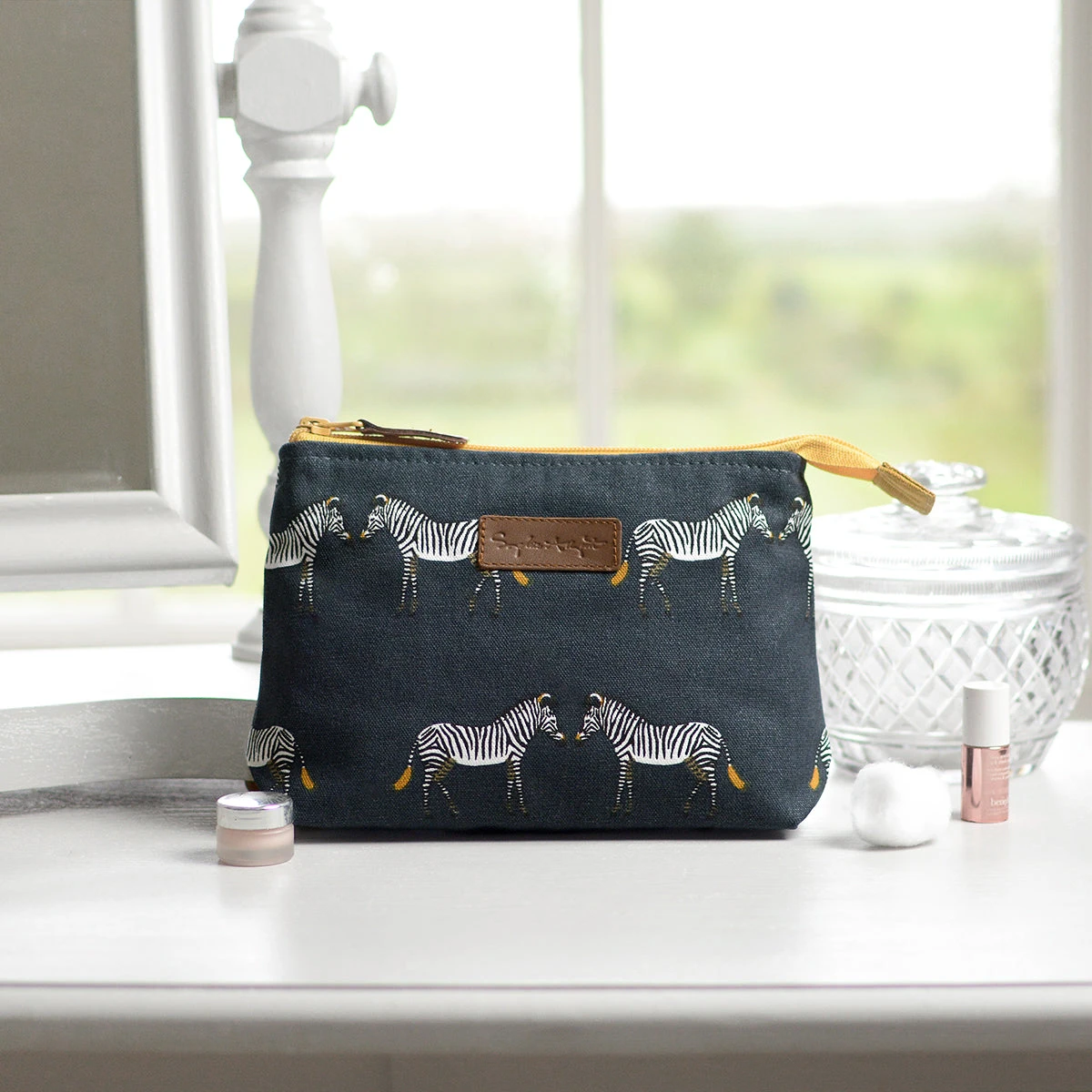 Zebra Canvas Makeup Bag