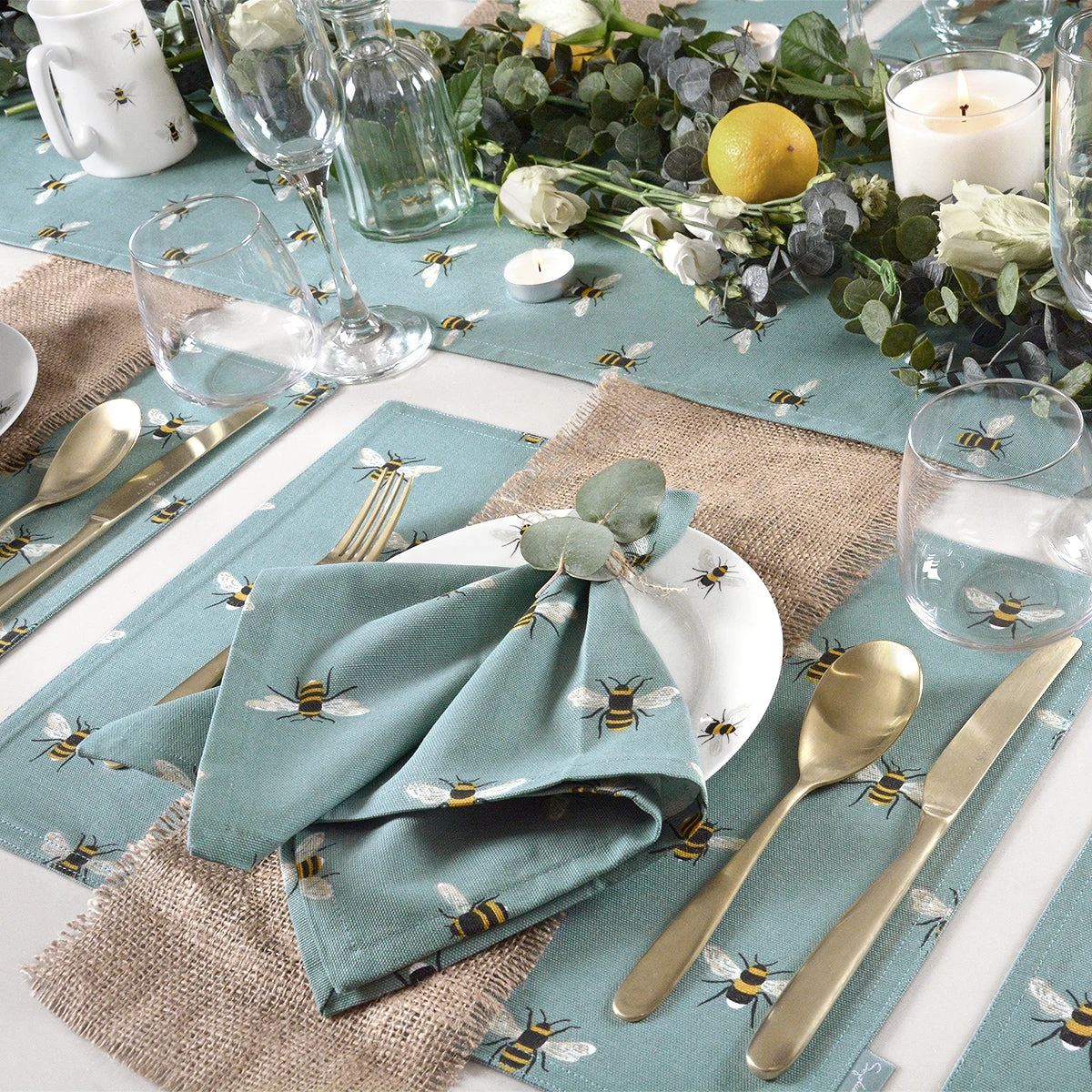 Bees Teal Napkins (Set Of 4) - Image 3