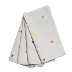 Multicoloured Hearts Napkins (Set Of 4)