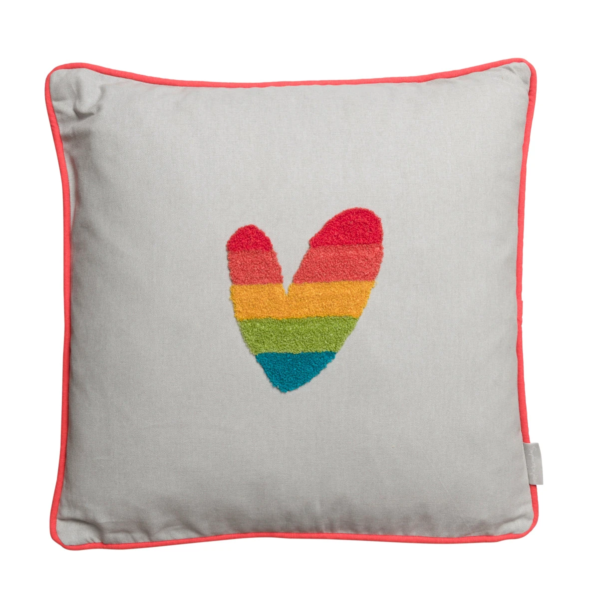 Multicoloured Hearts Embroidered Cushion - Image 2