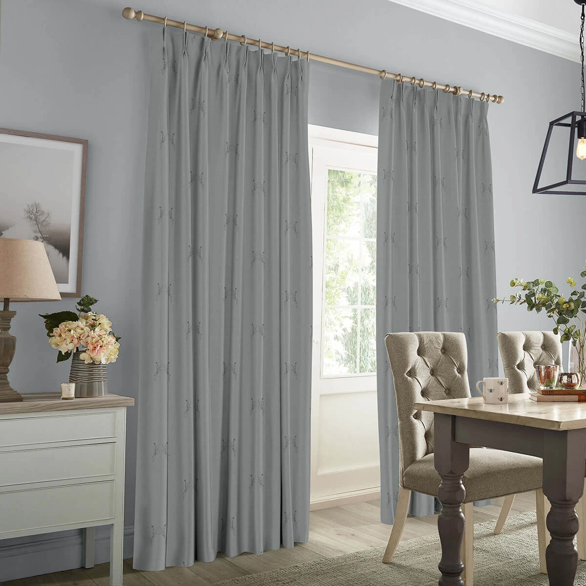 Boxing Hares Deep Duck Egg Made To Measure Curtains - Image 3