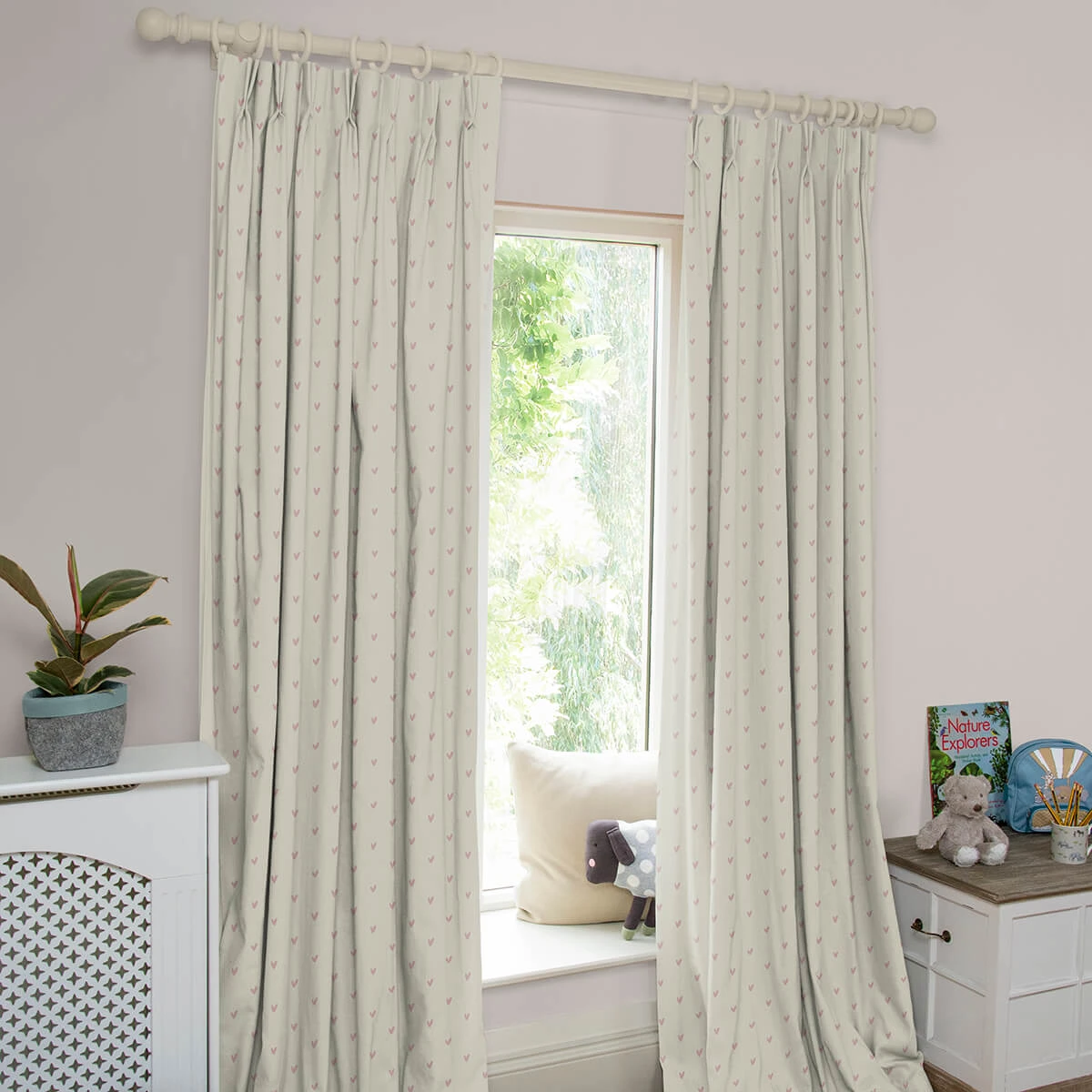 Hearts Blush Made To Measure Curtains - Image 3
