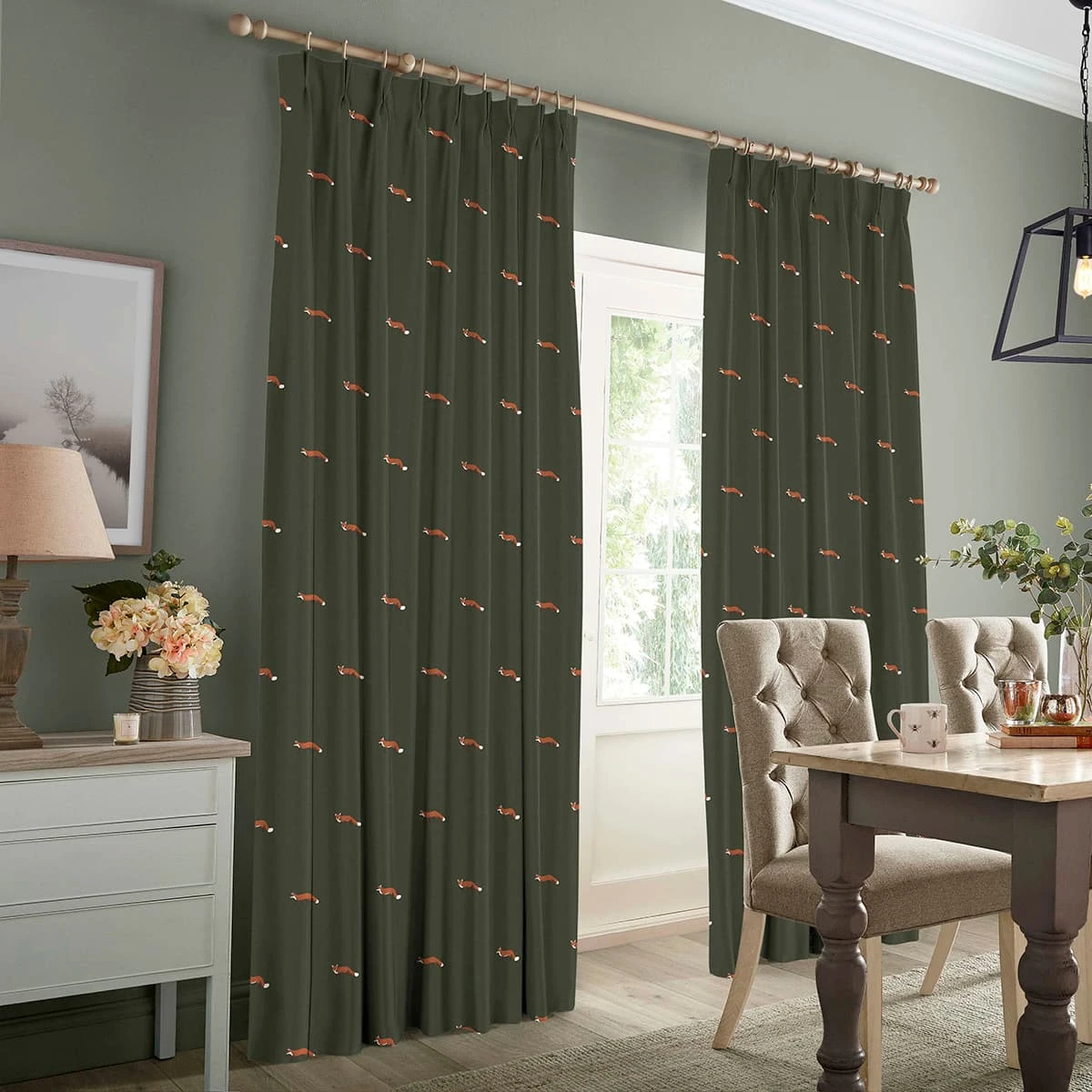 Foxes Forest Green Made To Measure Curtains - Image 3