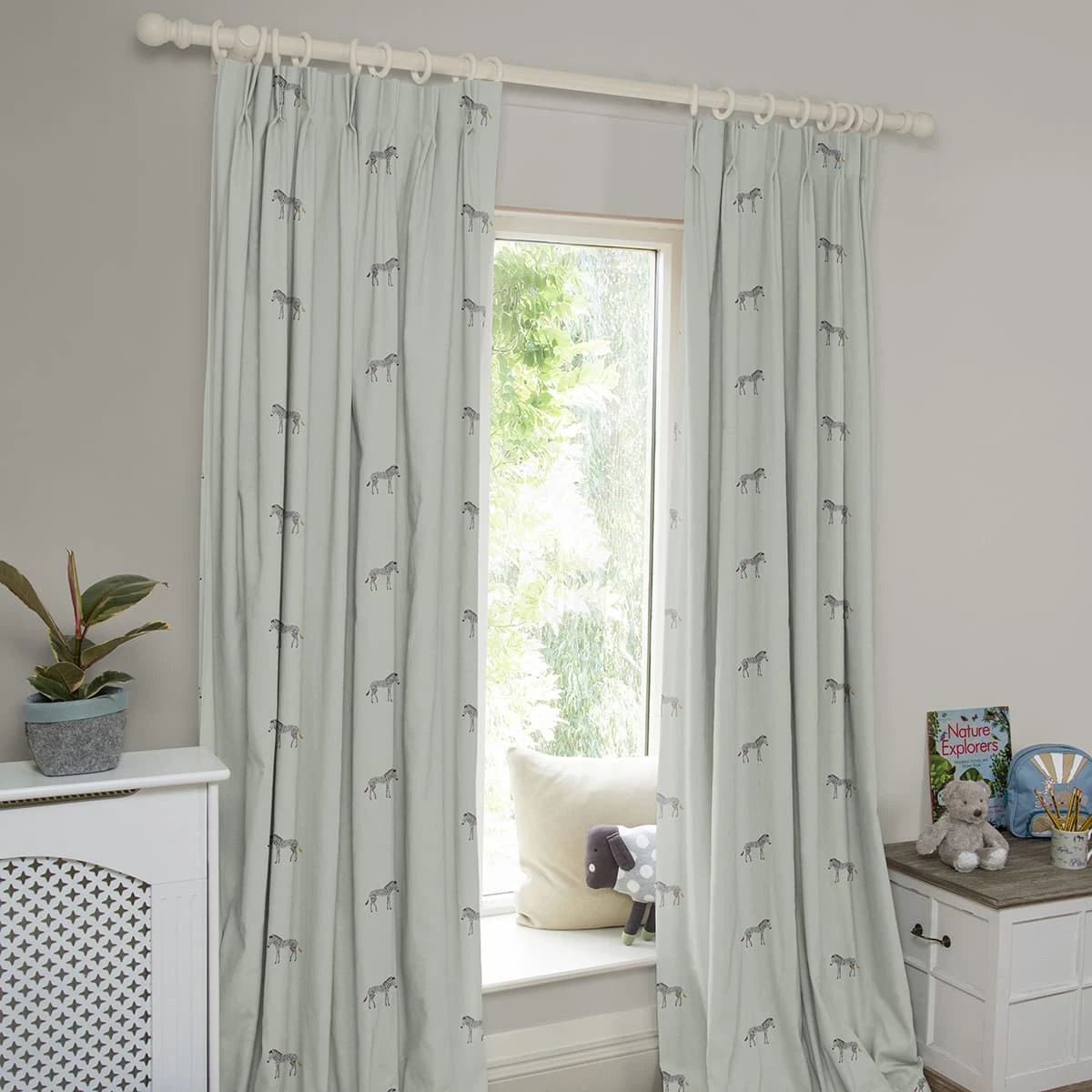 Zebra Soft Grey Blue Made To Measure Curtains - Image 3