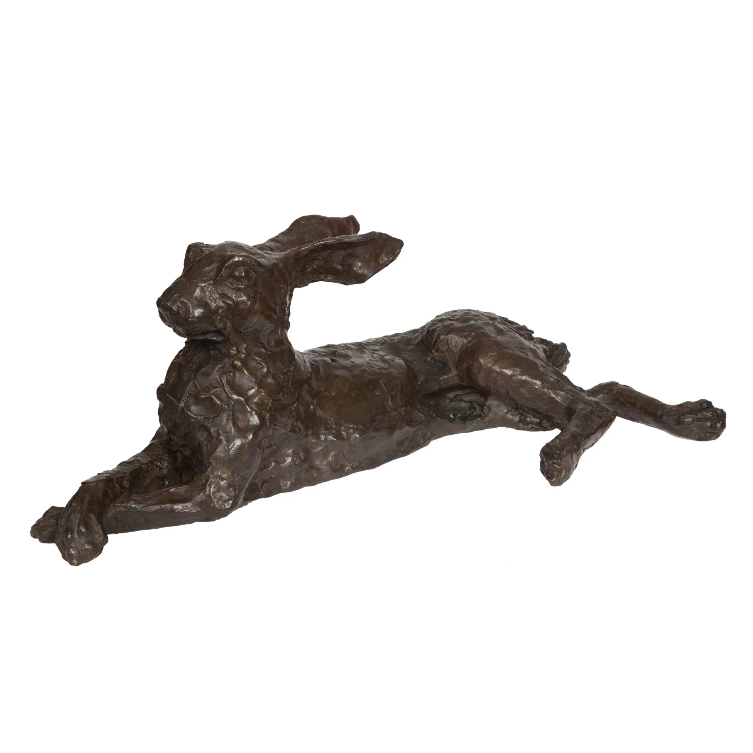 Lying Down Hare Bronze Sculpture - Image 4