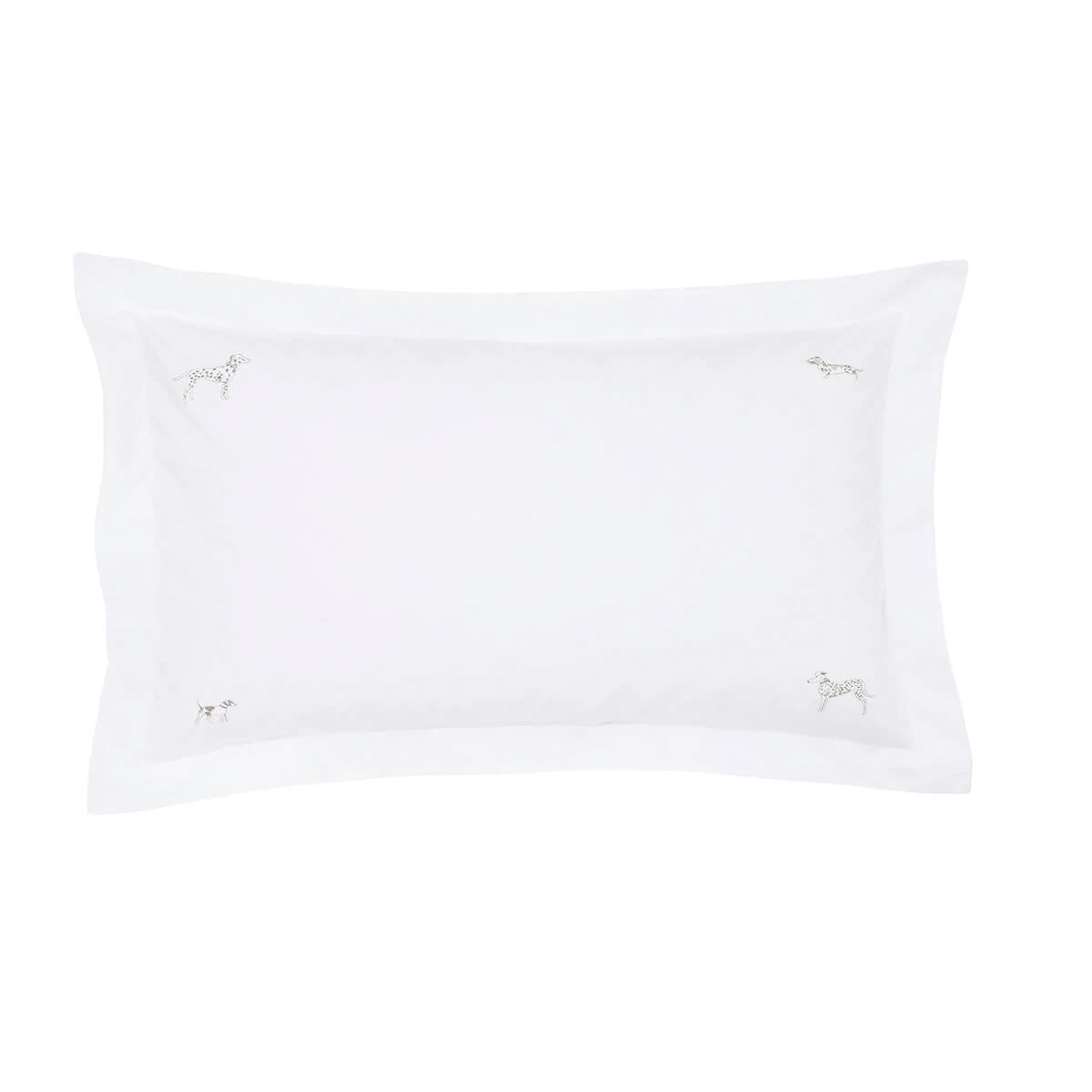 Fetch Natural Embroidered Pair Of Oxford Pillowcases
