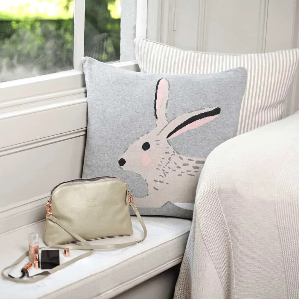 Hare Knitted Cushion