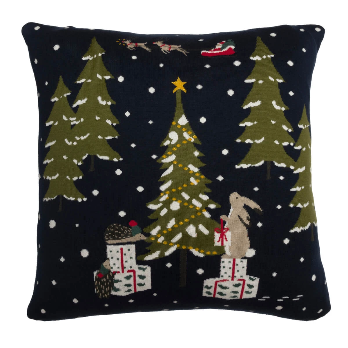 Festive Forest Knitted Cushion