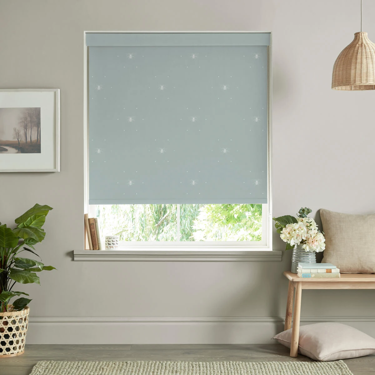 Bees Duck Egg Made To Measure Roller Blind