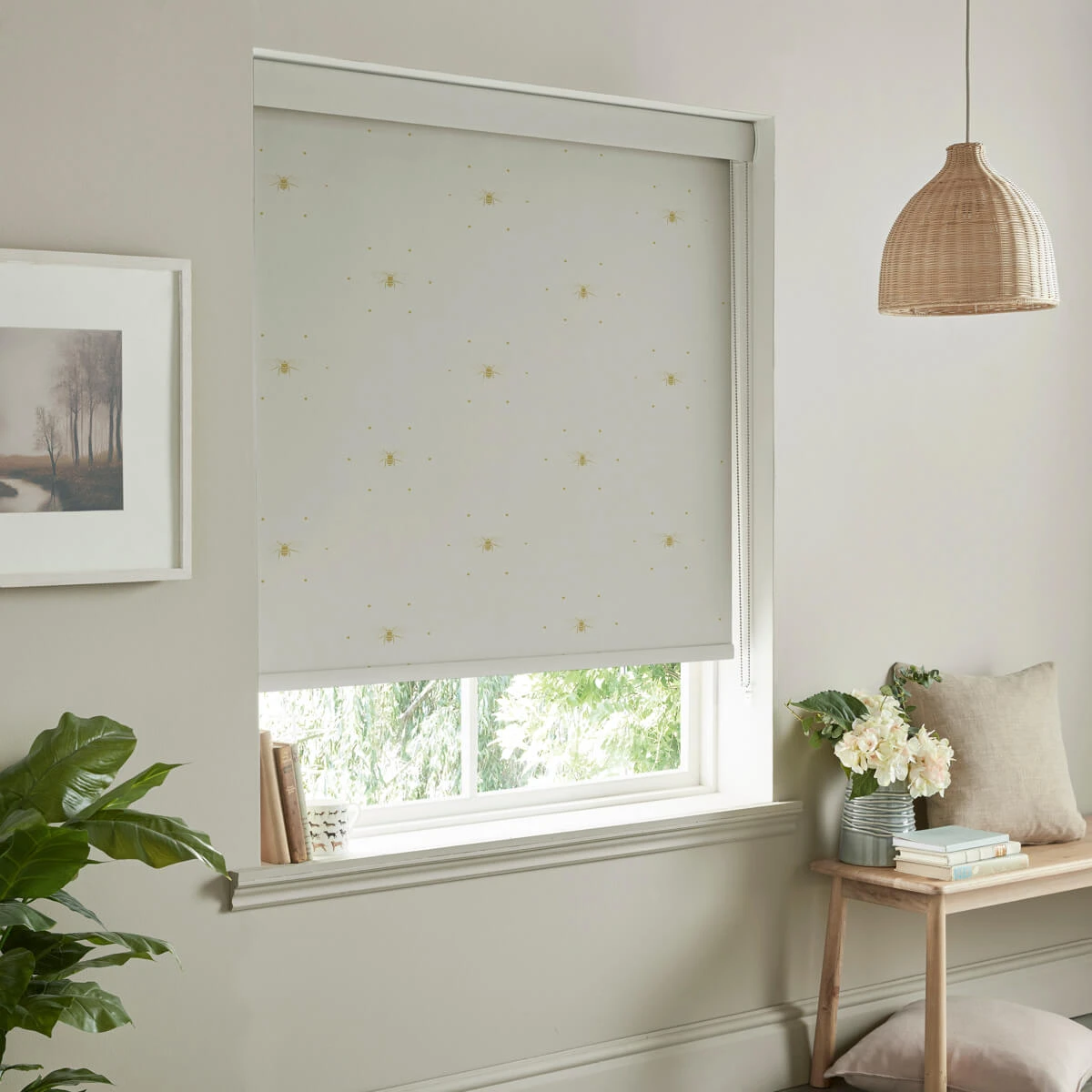 Bees Ochre Made To Measure Roller Blind - Image 3