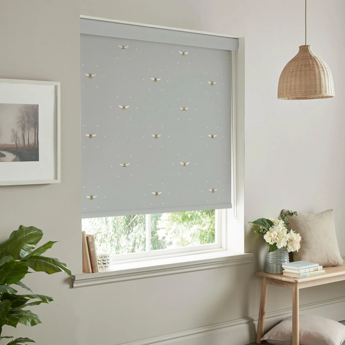 Bees Pale Slate Made To Measure Roller Blind - Image 3