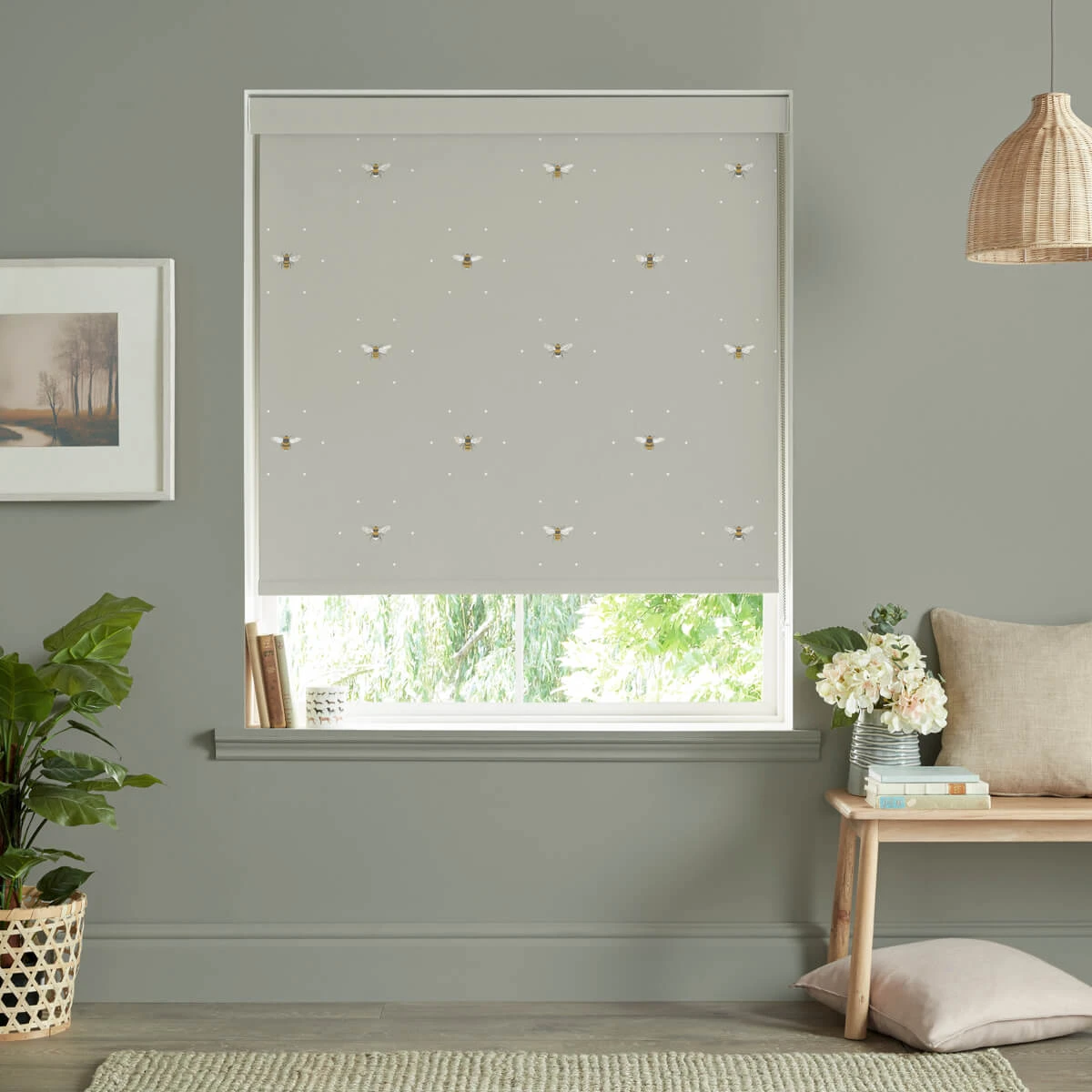 Bees Soft Linen Made To Measure Roller Blind