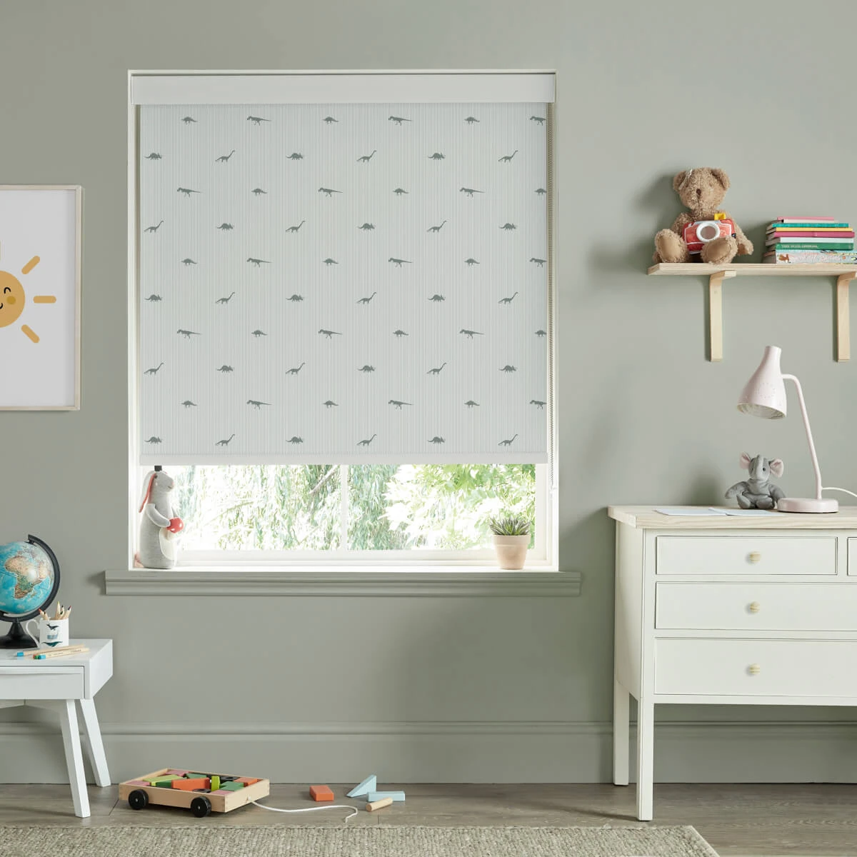 Dinosaurs Sage Made To Measure Roller Blind