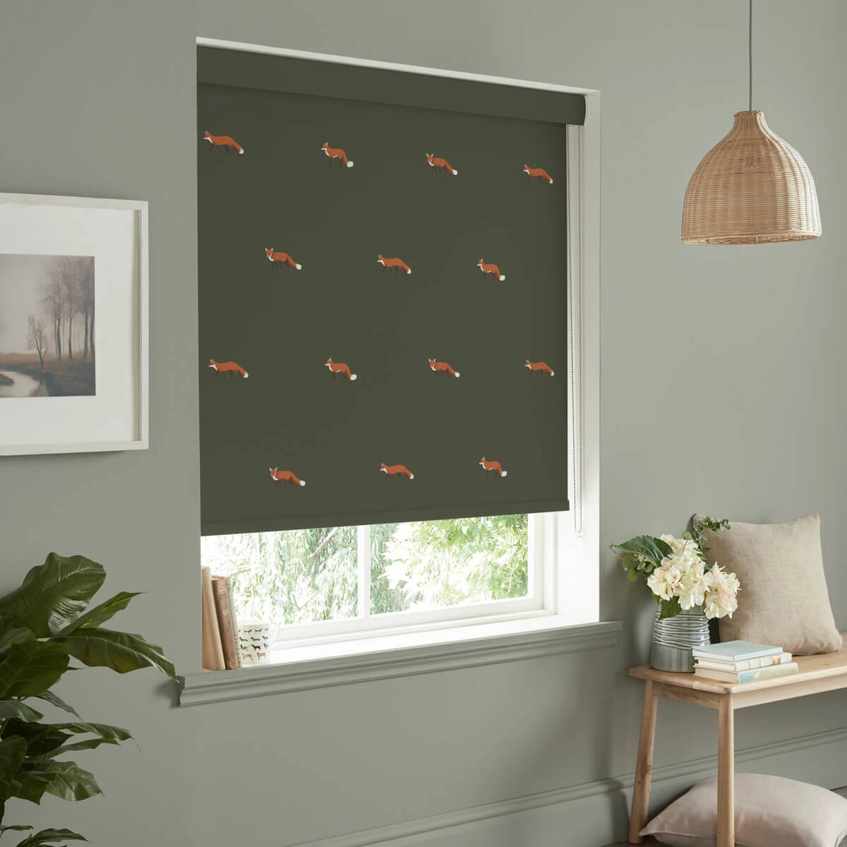 Foxes Forest Green Made To Measure Roller Blind - Image 3