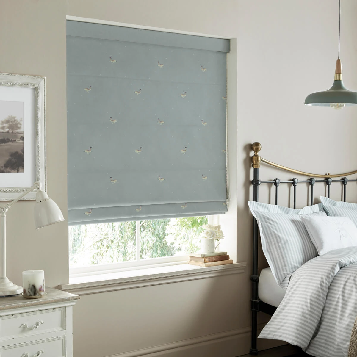 Hare Teal Blue Made To Measure Roman Blind - Image 3