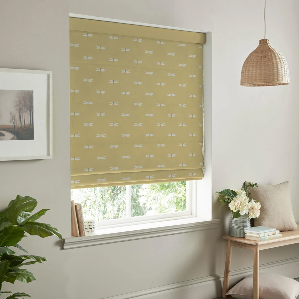 Dragonfly Deep Mustard Made To Measure Roman Blind - Image 3