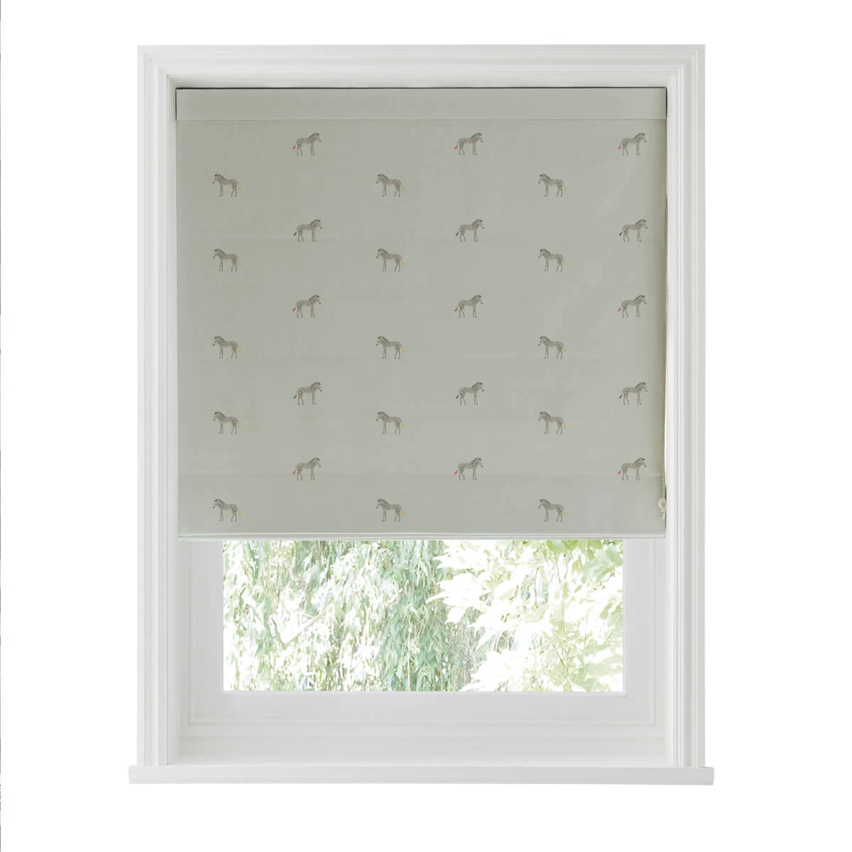 Zebra Soft Grey Blue Made To Measure Roman Blind - Image 4