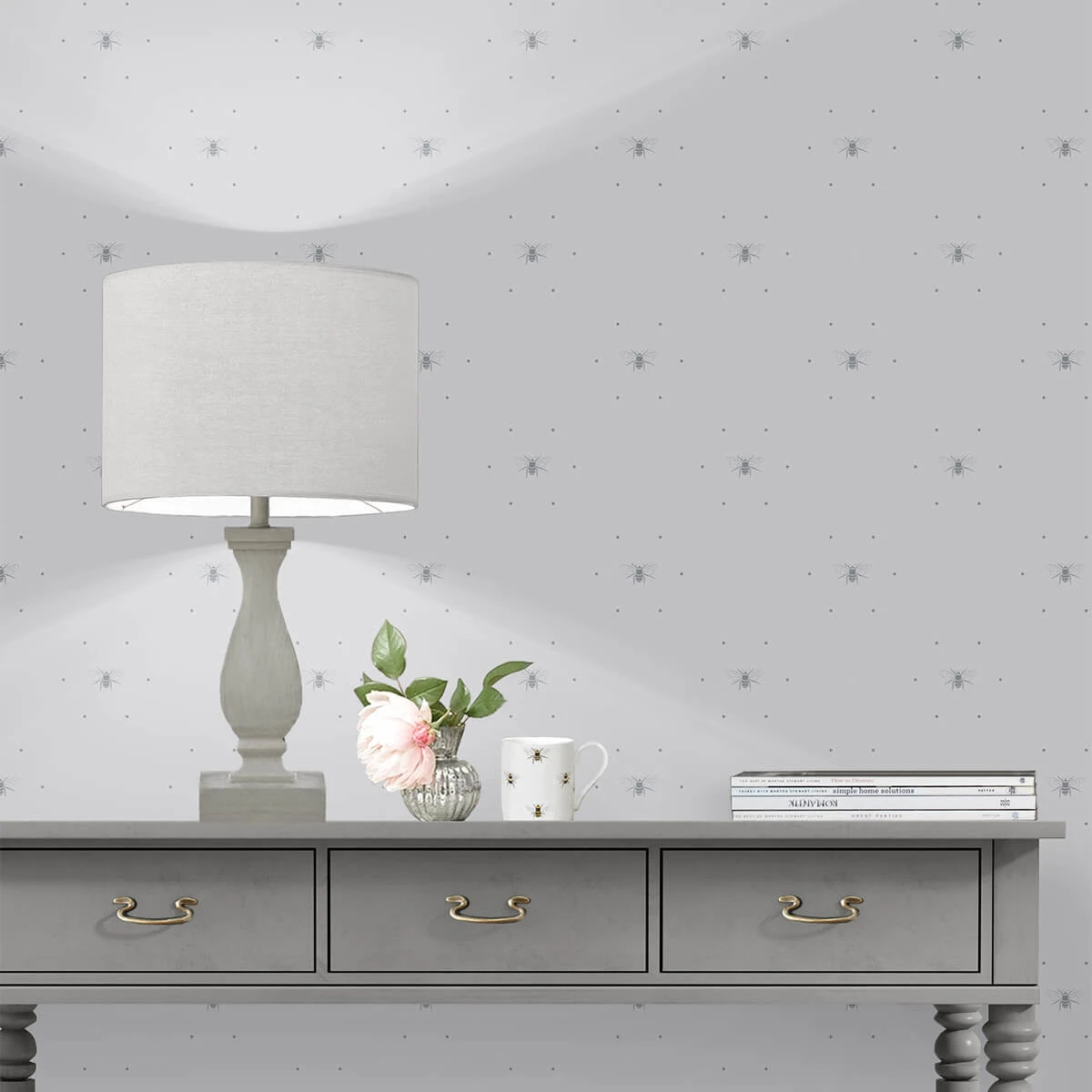 Bees Silhouette Grey Wallpaper - Image 6