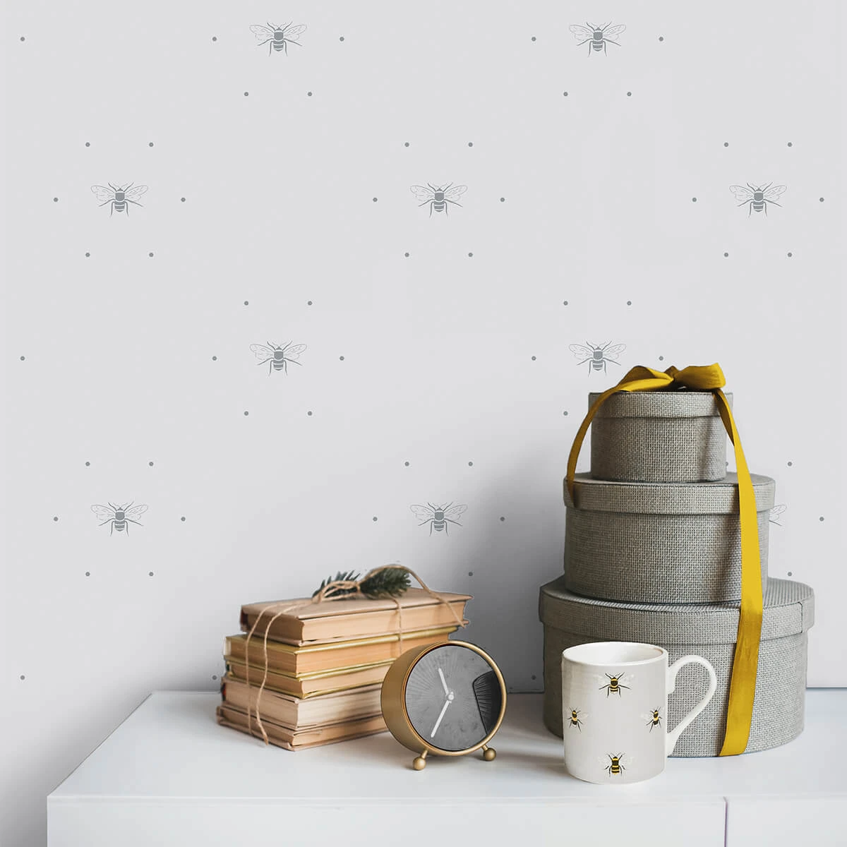 Bees Silhouette Grey Wallpaper - Image 3